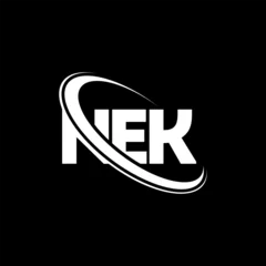 Fotobehang NEK logo. NEK letter. NEK letter logo design. Initials NEK logo linked with circle and uppercase monogram logo. NEK typography for technology, business and real estate brand. © mamun25g