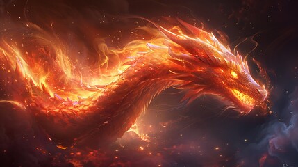 Premium picture of fire dragon mythical animals, urban legend animal