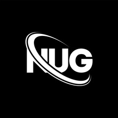 NUG logo. NUG letter. NUG letter logo design. Initials NUG logo linked with circle and uppercase monogram logo. NUG typography for technology, business and real estate brand.