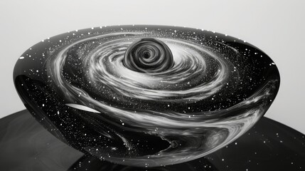 Glass galaxy sculpture encapsulating the cosmos, perfect for space enthusiasts and art collectors