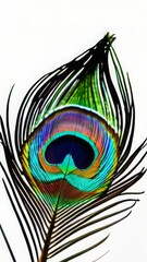 Artistic peacock feather illustration, great for decor, fashion, and design projects with a natural and luxurious theme