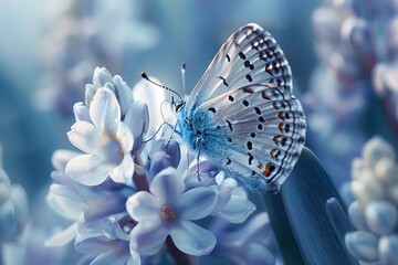 Delicate Interaction A Butterflys Gentle Embrace of a Fragrant Hyacinth in Documentary Photography