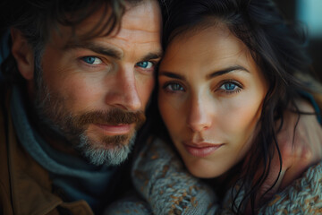 Cute couple, romantic atmosphere.