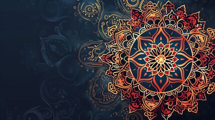 Handcrafted mandala background with vintage decorative elements inspired by Islamic, Arabic, Indian, and Ottoman motifs. Ideal for designs seeking a touch of ethnic elegance and cultural heritage. - obrazy, fototapety, plakaty