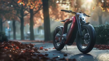 An elegant and high-performance electric bicycle design, featuring sleek lines and advanced battery technology for eco-friendly urban mobility. - obrazy, fototapety, plakaty