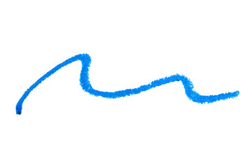 Blue stroke drawn with crayon pencil on transparent background. Hand drawn zigzag.
