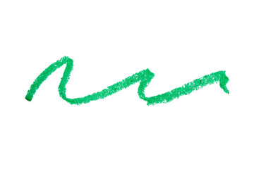 Fototapeta premium Green stroke drawn with crayon pencil on transparent background. Hand drawn zigzag.