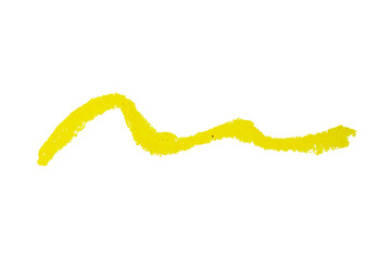 Yellow stroke drawn with crayon pencil on transparent background. Hand drawn zigzag.