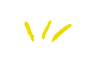 Yellow doodle drawn with crayon on transparent background