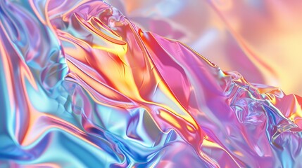 A 3D rendering with an abstract holographic background. A caustic overlay effect. A pastel wallpaper with colors.