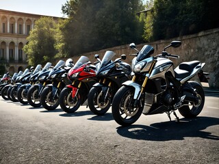 Row of Motorcycles Parked Next to Each Other