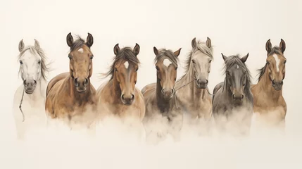 Fotobehang herd of horses © Hasnain Arts