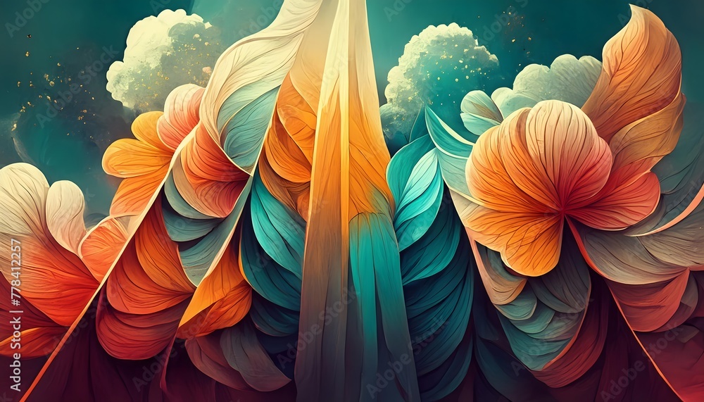 Aufkleber stunning abstract image featuring flowing, feather-like patterns in a rich spectrum of warm and cool