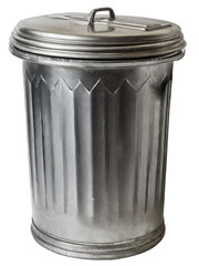 Isolated steel trashcan