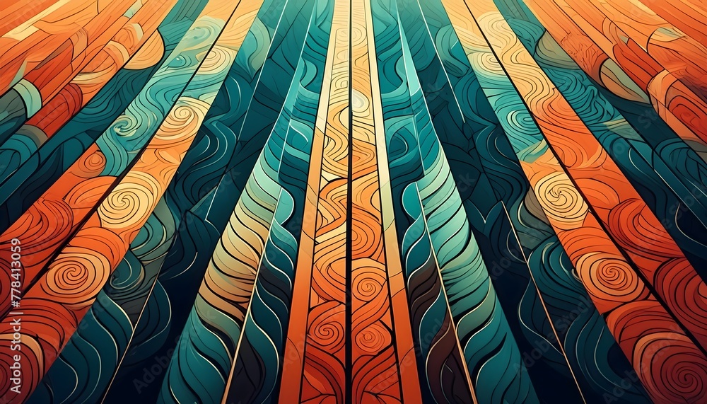 Poster vibrant abstract digital art with flowing colorful lines and futuristic elements, vibrant flowing li