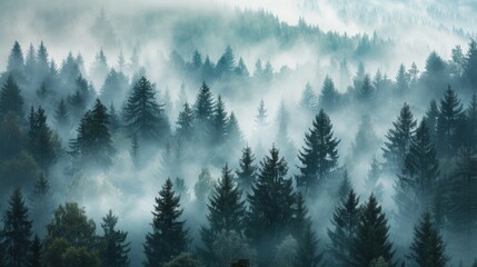 Fototapeta premium Misty Forest Landscape