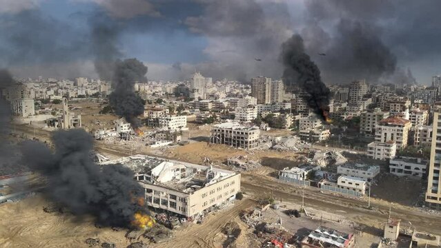 Gaza at war aerial view, rimal neighborhood destroyed

Drone view over North Gaza in the war with Israel. Gaza-March,20,2024
