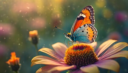 butterfly on coneflower flower.