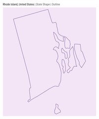 Rhode Island, United States. Simple vector map. State shape. Outline style. Border of Rhode Island. Vector illustration.