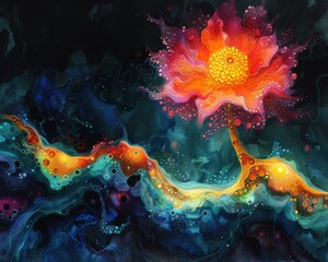 Fototapeta na wymiar Ethereal Glow Abstract Floral Art