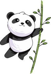 Panda Holding a Bamboo Tree Vector Design 