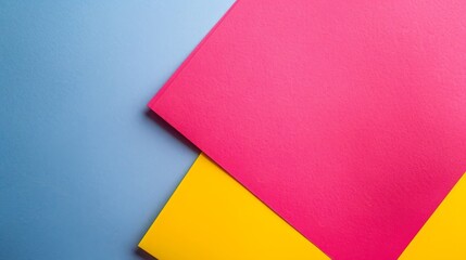 Pink and Yellow Paper on Blue Background