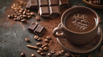 Indulge in the rich, velvety texture of a coffee chocolate brown liquid. Its inviting hue evokes the warmth and comfort of a cozy cuppa.