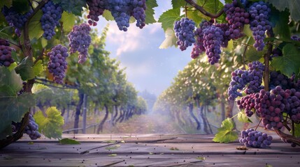 Lush Vineyard with Ripe Grapes