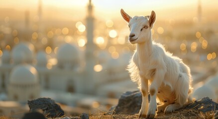 Goat Qurban Eid al adha mubarak festival islamic background Generated with Ai Tools