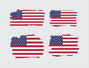 USA American Flag Vector Distressed Texture, Retro Vintage United States 4th July 1776 Map