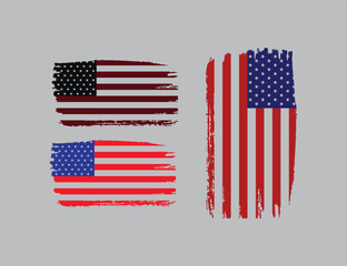 USA American Flag Vector Distressed Texture, Retro Vintage United States 4th July 1776 Map