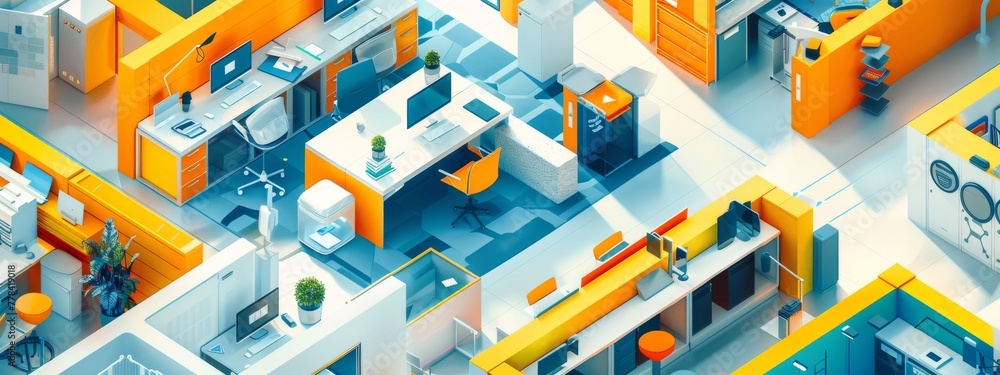 Poster seamless flow of tasks in a highly efficient workspace.