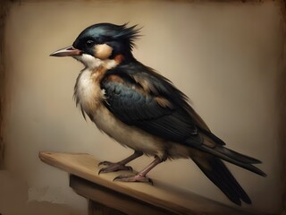 Swallow bird Rembrandt painting style