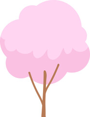 A pink tree with no leaves. It is a very simple drawing of a tree
