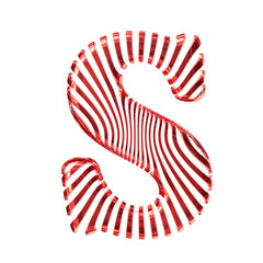 White symbol with red vertical ultra-thin straps. letter s
