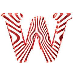 White symbol with red vertical ultra-thin straps. letter w