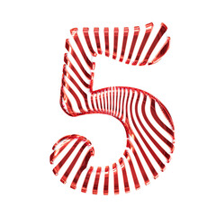 White symbol with red vertical ultra-thin straps. number 5