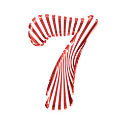 White symbol with red vertical ultra-thin straps. number 7