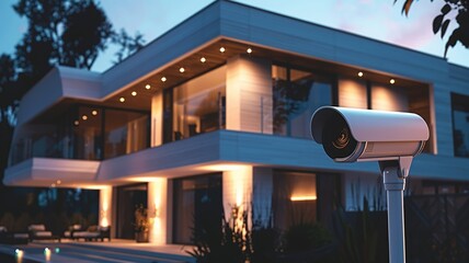 Contemporary house watched over by high-tech camera system