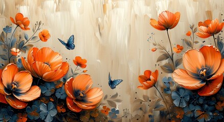 Beautiful oil painting of flowers