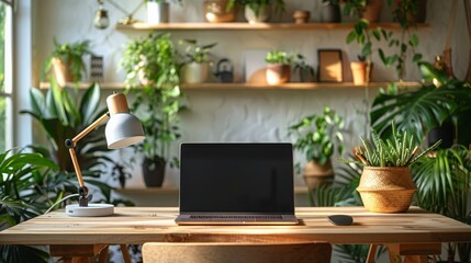 Laptop Computer on Wooden Desk