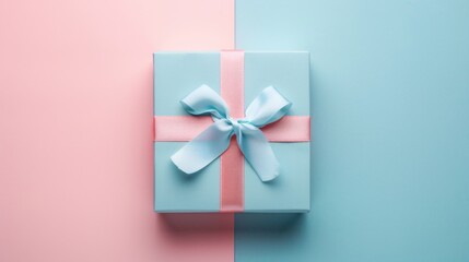Title: Serene Elegance - Pastel Pink and Blue Gradient Background with Minimal Gift Box