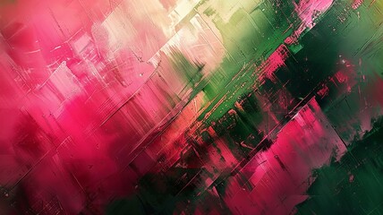Intense hues of pink and green in a digital abstract artwork