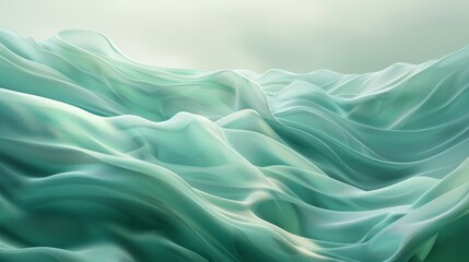 Tranquil Pastel Green Waves. - obrazy, fototapety, plakaty