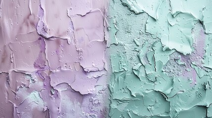 Split-Textured Surface: Pastel Lavender and Mint Green.