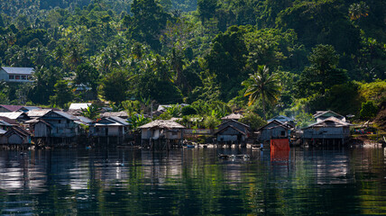 Fototapeta na wymiar A picture of indonesian fishermen's village