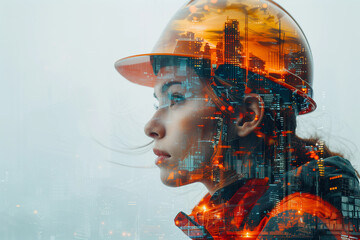 Building engineer, architect people or construction worker working with modern civil equipment, white background