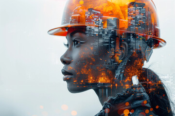 Building engineer, architect people or construction worker working with modern civil equipment, white background