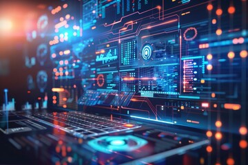 Obraz premium Abstract background showcasing IT technology, illustrating complexity and innovation.