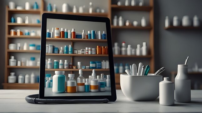 Tablet Pharmacy Online Concept .Generative AI